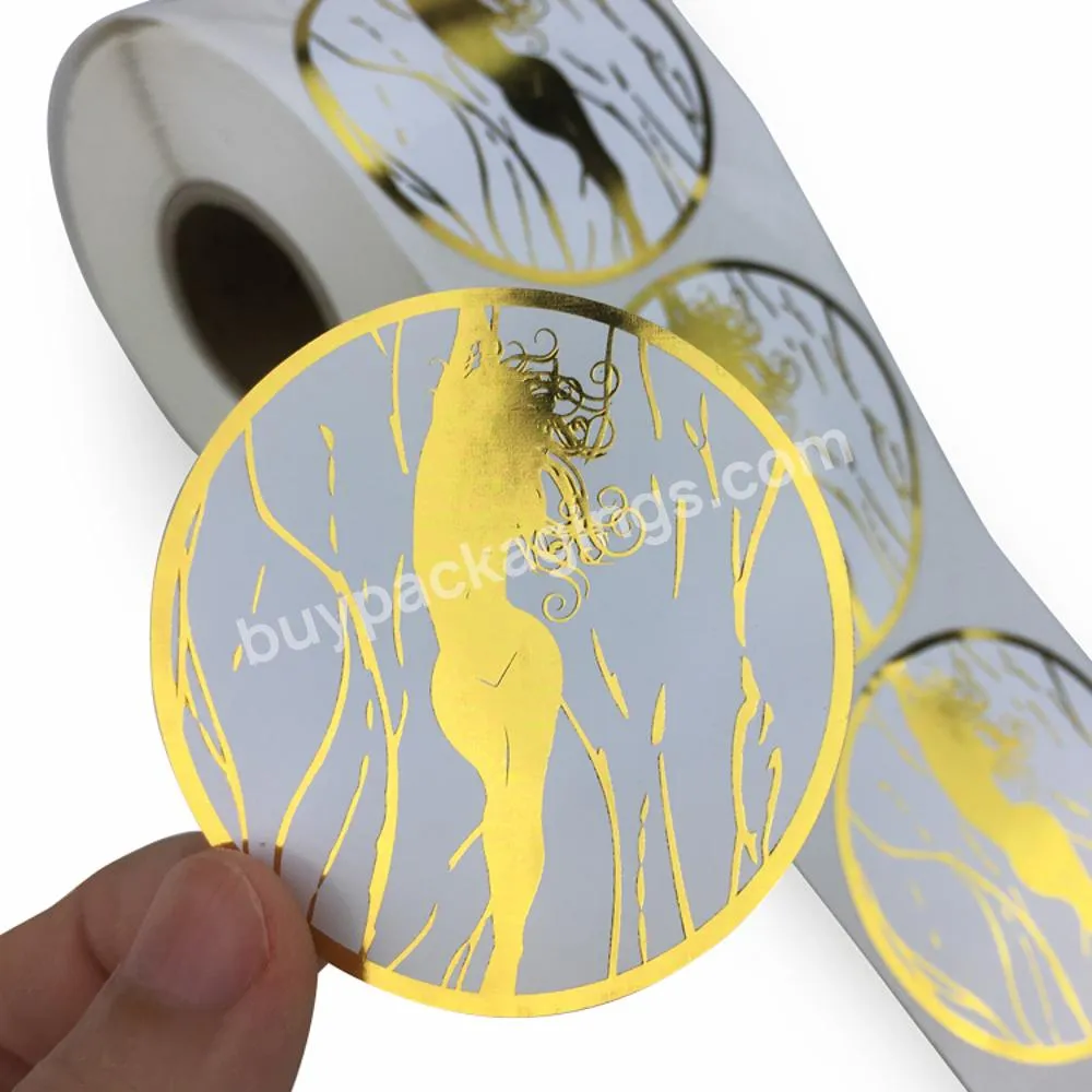 Customized Printing Sticker Hot Stamping Gold Foil Clear Vinyl Logo Label Transparent Sticker Paper