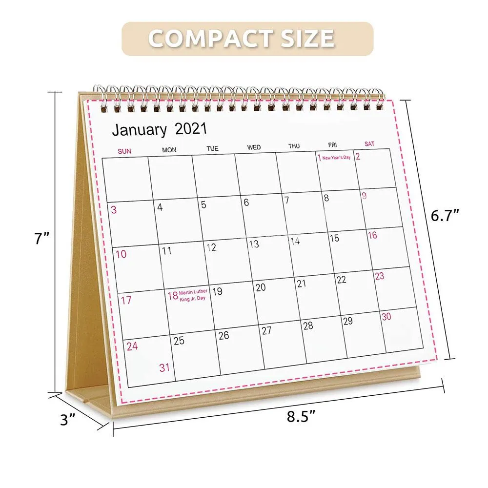 Customized Private Logo 2020 -  Desktop Stand Up Table Desk Spiral Monthly Calendar