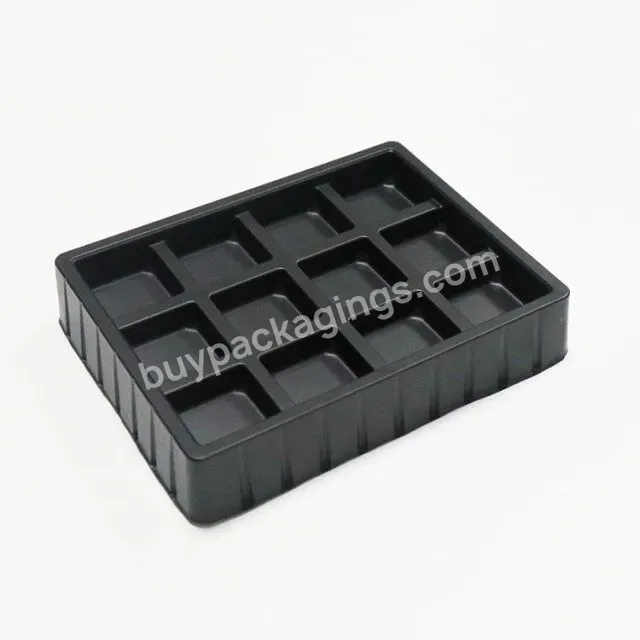 Customized Ps Black 12 Compartment Chocolate Cookie Plastic Tray Divider For Inserting Service Tray In Bakery