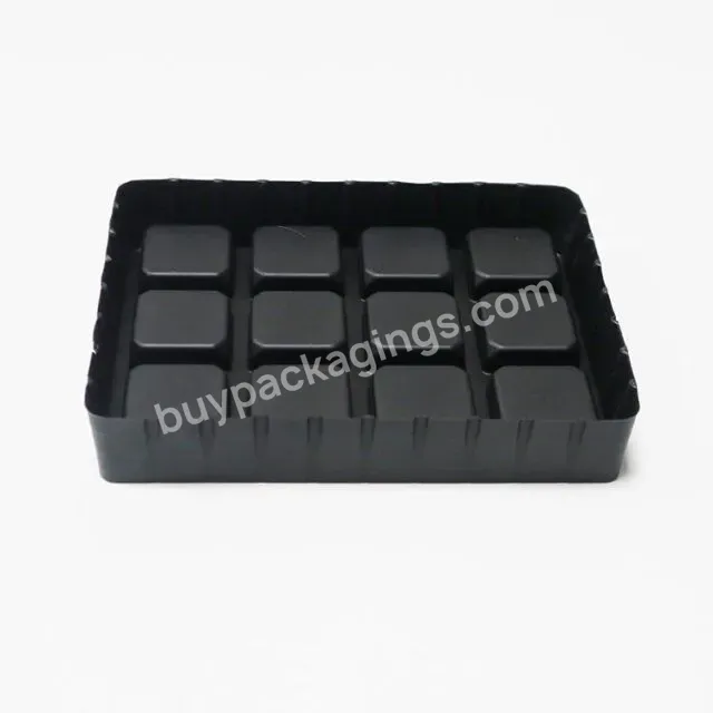 Customized Ps Black 12 Compartment Chocolate Cookie Plastic Tray Divider For Inserting Service Tray In Bakery