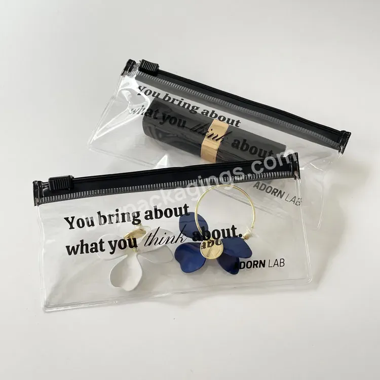 Customized Pvc Jewelry Packaging And Logo Printing Bag Fine Necklace Transparent Zipper Plastic Bags