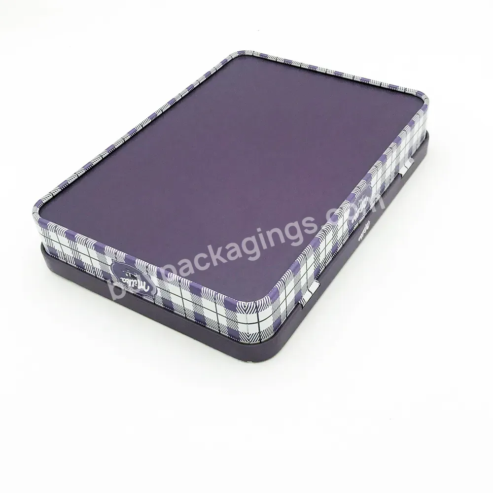 Customized Rectangle Hinged Lid Chocolate Candy Tin Can
