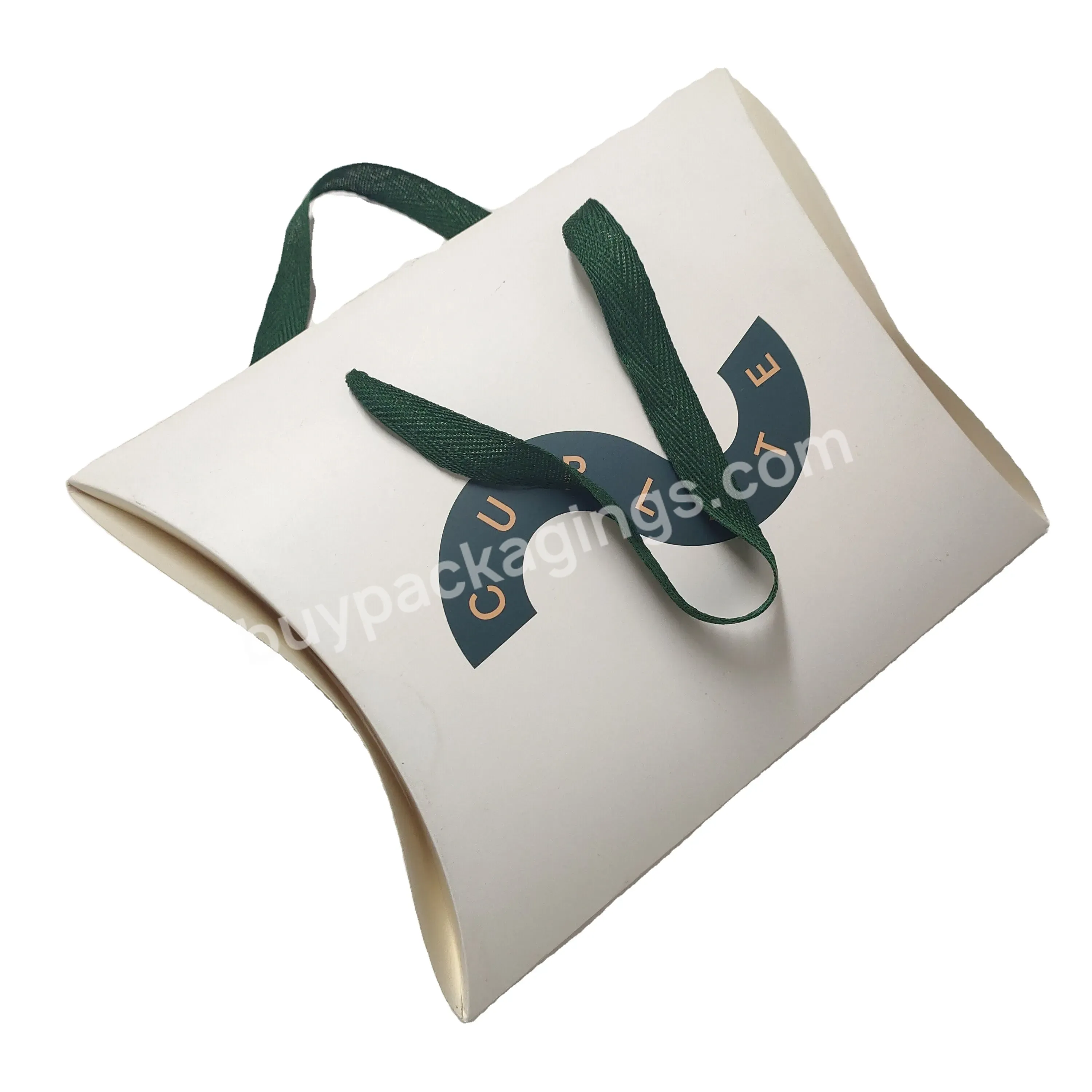 Customized Recycled Small Pillow Box Packaging Folding Cardboard Pillow Box With Logo