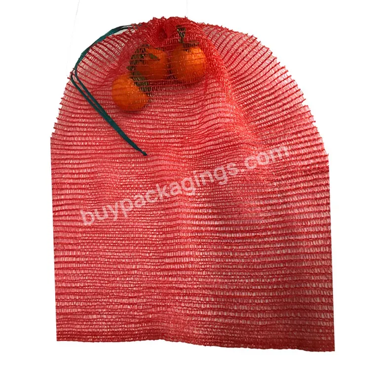 Customized Red Orange Purple Onion Potato Packing Sacks Knitted Raschel Mesh Bag