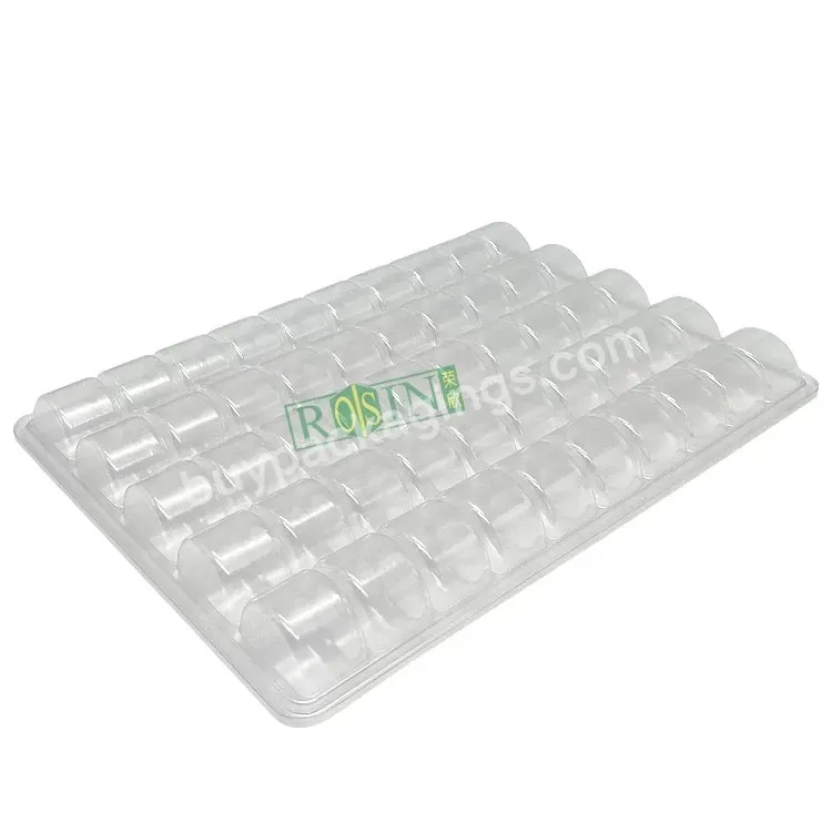 Customized Reusable Biodegradable 50 Cell Large Plastic Blister Macaron Black Tray With White Lid Packaging