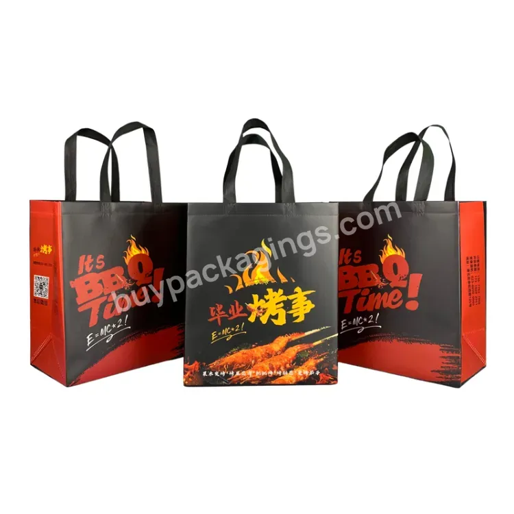 Customized Reusable Eco Shopping Bag Laminated Black Non Woven Bag With Logo For Packaging