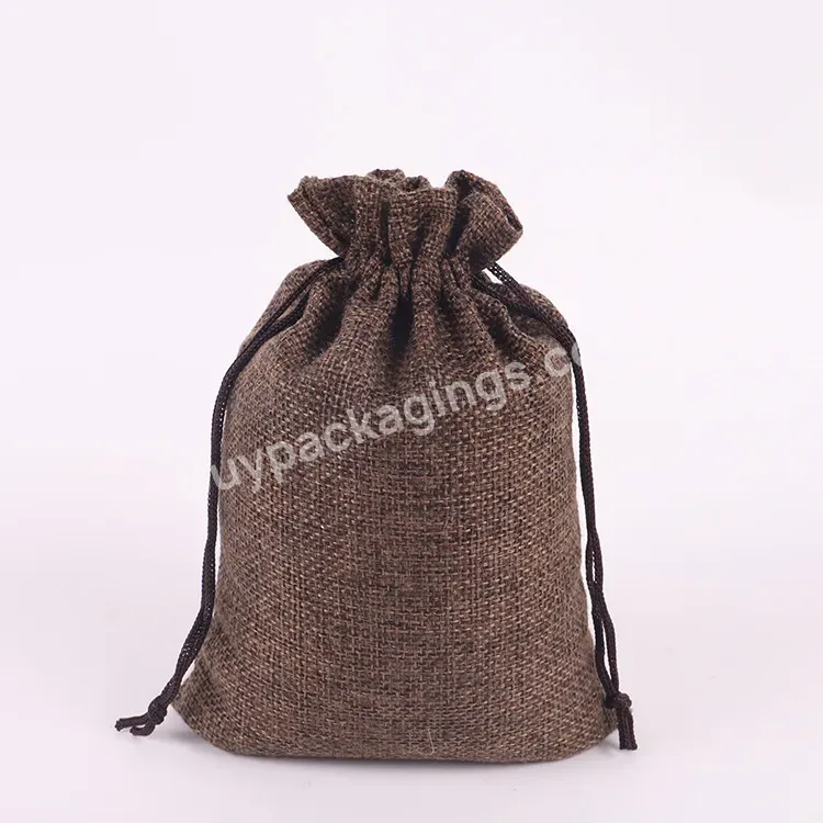 Customized Reusable Natural Yellow Linen Drawstring Bags Produce Cotton Bags Organizer Grocery Drawstring Bags