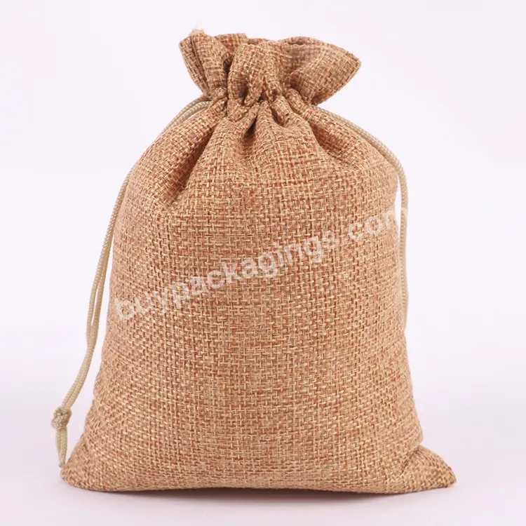 Customized Reusable Natural Yellow Linen Drawstring Bags Produce Cotton Bags Organizer Grocery Drawstring Bags