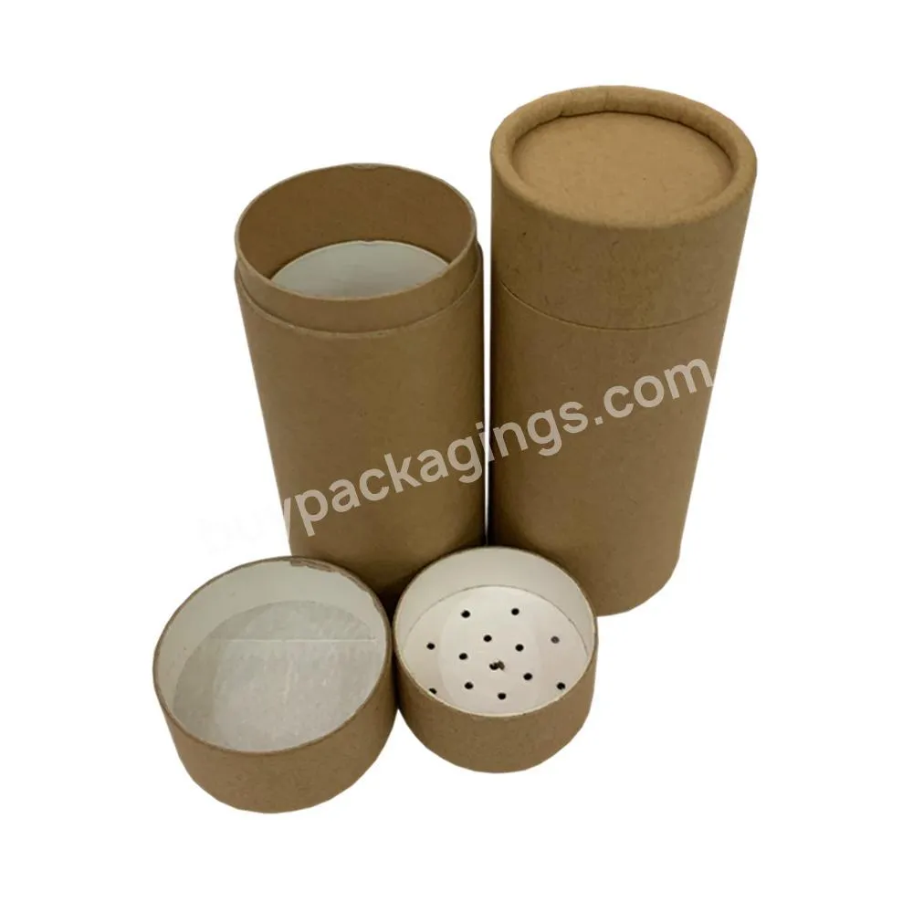 customized round can white black craft brown paper tube with twist sifter shaker kraft paper jar