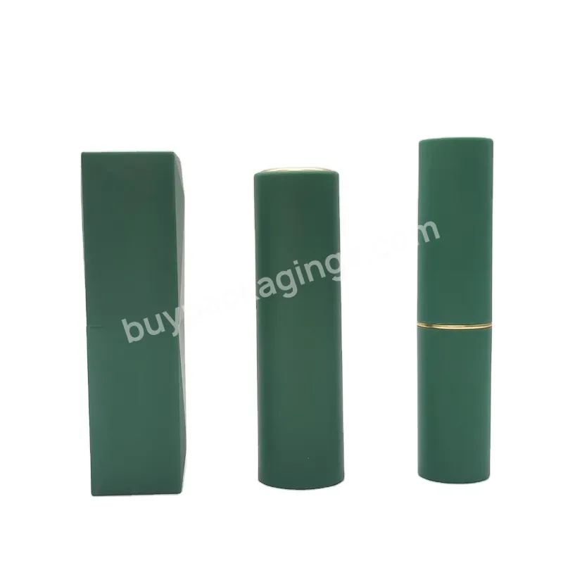 Customized Round Matte Slim Bulk Green Refillable Luxurious Plastic Empty Lipstick Tube/casing/case/container/packaging