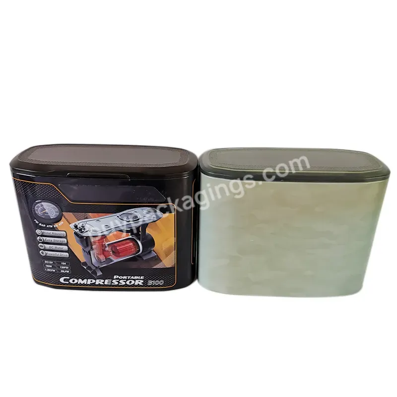 Customized Sealed Airtight Metal Box For Car Air Pump Storage Tin Can Canister Container With Rubber Lid