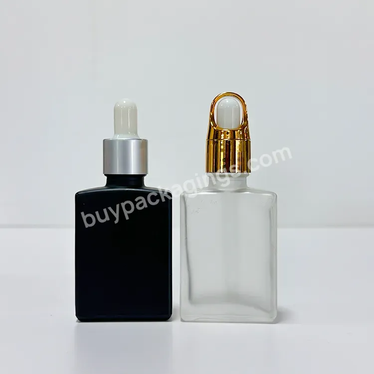 Customized Serum Bottle 30ml 1oz Black Empty Essential Oil Glass Bottles Cosmetic Hair Oil Dropper Bottle