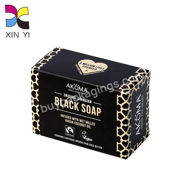 Customized Service Luxury Gold Foil Cheap Black Soap Packaging Boxes