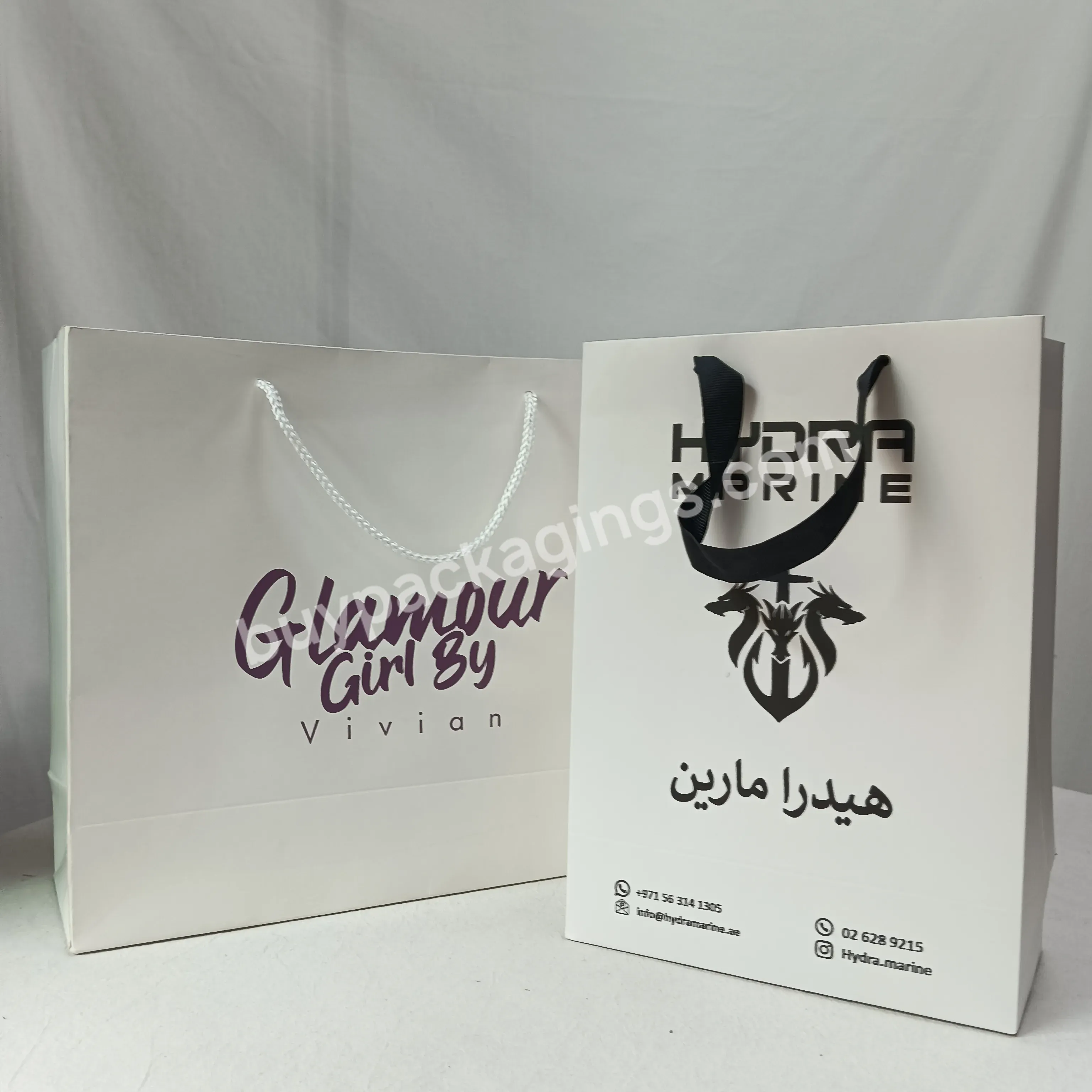 Customized Shopping Gift Packaging Cardboard Paper Bag Handle Tote Personalized With Your Logo