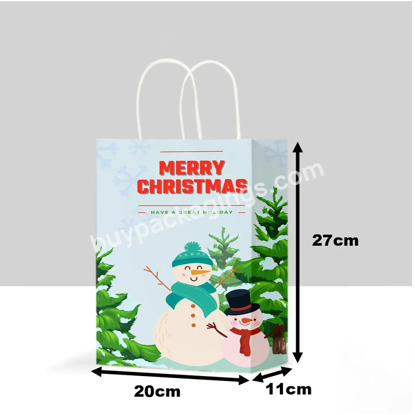 Customized Shopping Recycle Carry Treat Paper Bags Packing Christmas Paper Gift Bag