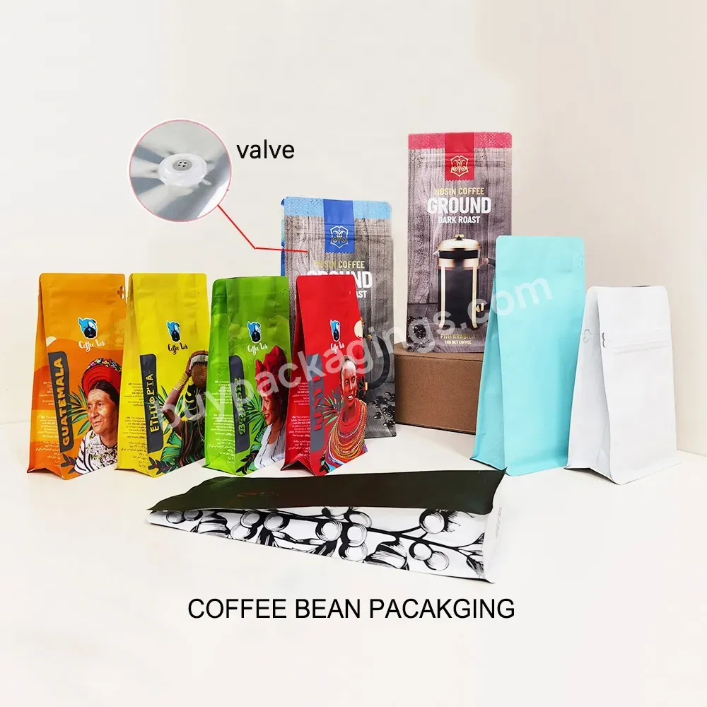 Customized Side Gusset Coffee Pouch Flat Bottom Pouch Wholesale Packaging Bag Aluminium Foil Coffee Packaging Bag With Valve