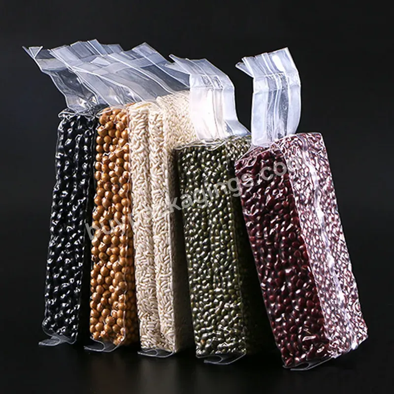 Customized Size Logo Vacuum Rice Brick Bag Nylon Transparent Plastic Rice Vacuum Sealing Bag 500g 1kg 5kg