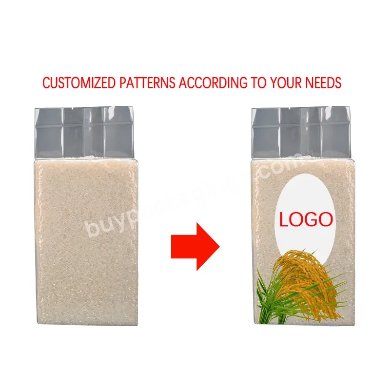 Customized Size Logo Vacuum Rice Brick Bag Nylon Transparent Plastic Rice Vacuum Sealing Bag 500g 1kg 5kg