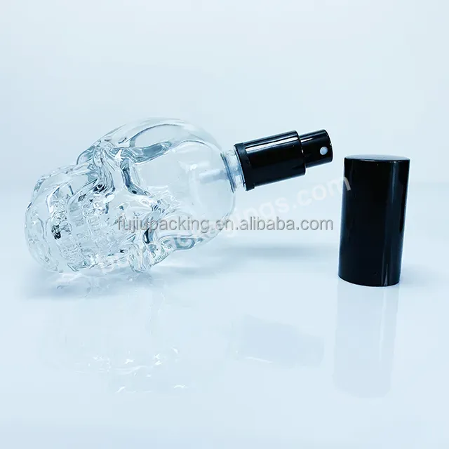 Customized Skull Essential Oil Perfume Dropper Glass Bottle 30ml 60ml 120ml With Gold Spray Lid Cap