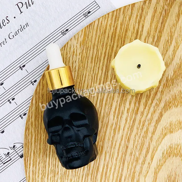 Customized Skull Shaped Black Glass Bottle Dropper Bottle Glass Oil Dropper Bottle