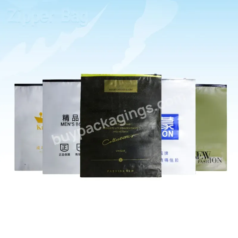 Customized Slider Frosted Plastic Eco-friendly Zipper Packaging Bag For Clothing Packaging