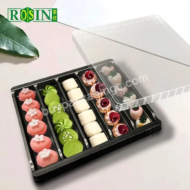 Customized Square Plastic Dessert Box Black\transparent Disposable Plastic Dessert Container With Lid