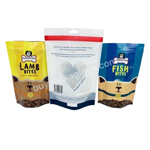 Customized Stand Up Pet Food Bags With Zip On Top Excellent Quality Practical Aluminum Foil Fish Feed Packaging Bag