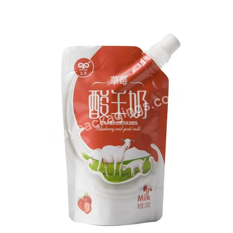 Customized Stand Up Reusable Yogurt Spout Pouch Bag Frosted Clear Coffee Soy Milk Yogurt Retort Spout Pouch