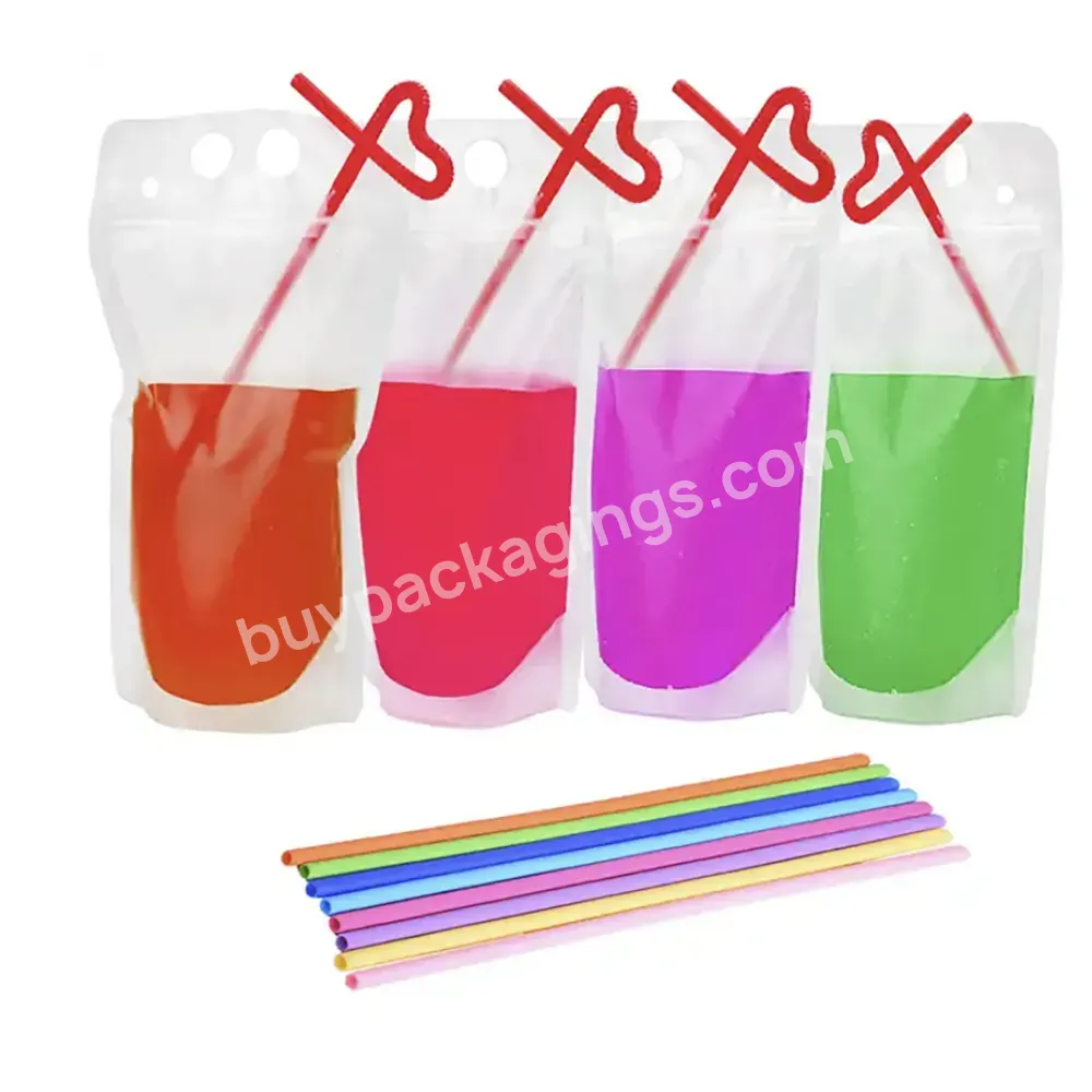 Customized Standing Juice Drink Pouch With Straw,Gravure Printing Plastic Beverage Packing Bag,Oem Beverage Bags