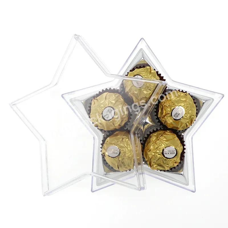 Customized Star Shape Plastic Clear Candy Tiramisu Cake Box Packaging Dessert Chocolate Gift Box For Ferrero Rocher Cookie