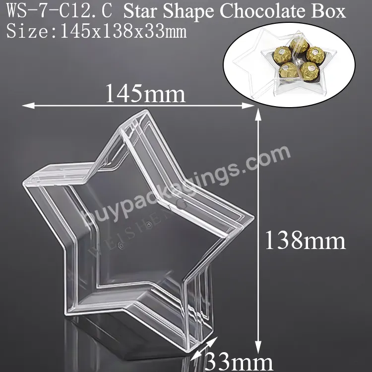 Customized Star Shape Plastic Clear Candy Tiramisu Cake Box Packaging Dessert Chocolate Gift Box For Ferrero Rocher Cookie