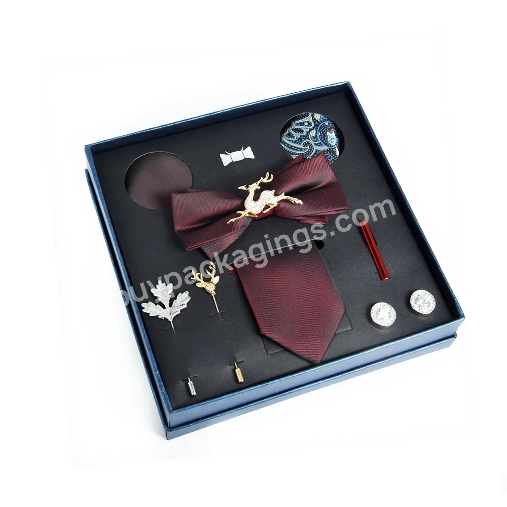 Customized Storage Gift Handmade Bow Tie Handkerchief Pocket Squares Paper Necktie Boxes Cheap Cufflink Box