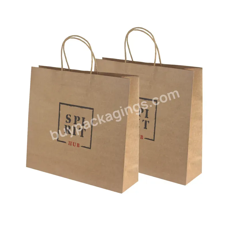 Customized Take Away Food Bag Fashion Shopping Bag Brown Kraft Paper Bags With Your Own Logo