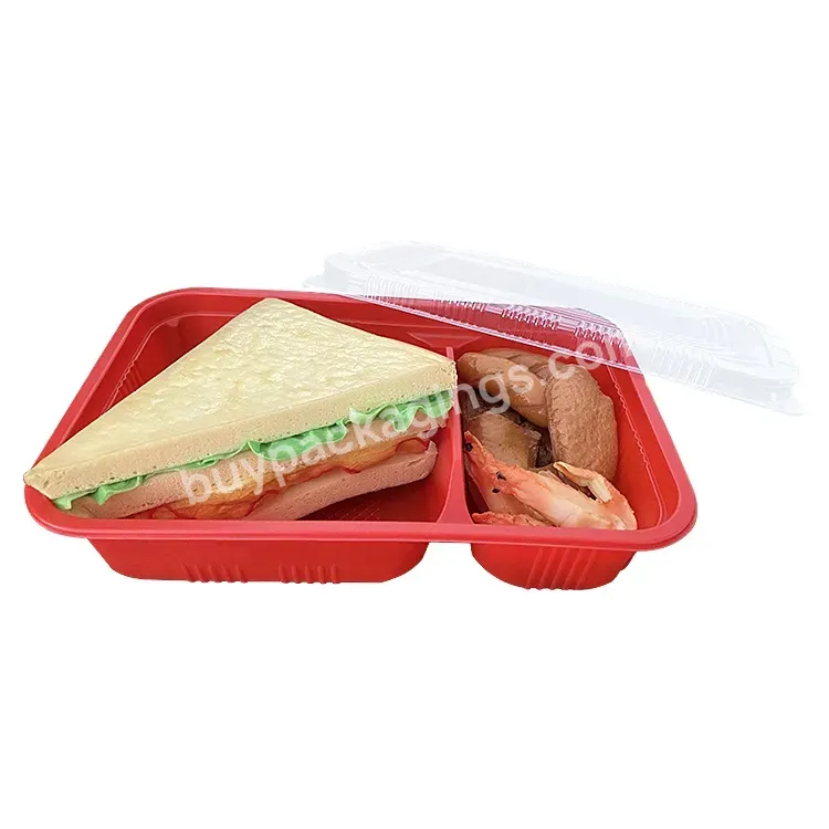 Customized Takeaway Microwave Disposable Pp Lunch Box Restaurant 2 Compartment Plastic Container Fast Food With Lids