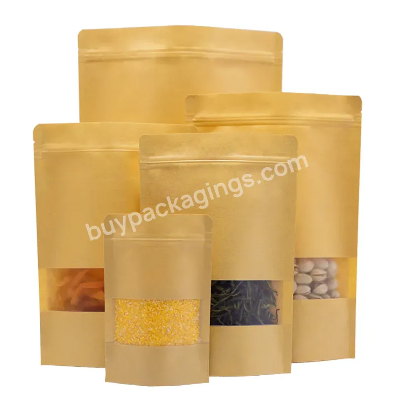 Customized Three Layer Composite Waterproof Detachable Zipper Vertical Kraft Paper Bag Tea Coffee Food Packaging Bag