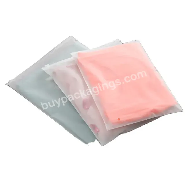 Customized Transparent Frosted Zipper Plastic Pe Bag For Clothing