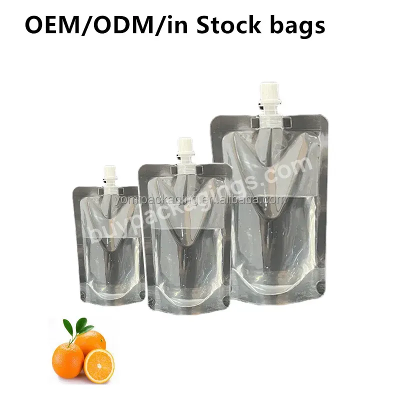 Customized Transparent Plastic Spout Bag Reusable Durable Plastic Pouch For Liquid Drink Jelly Food Sealed Packaging Bag