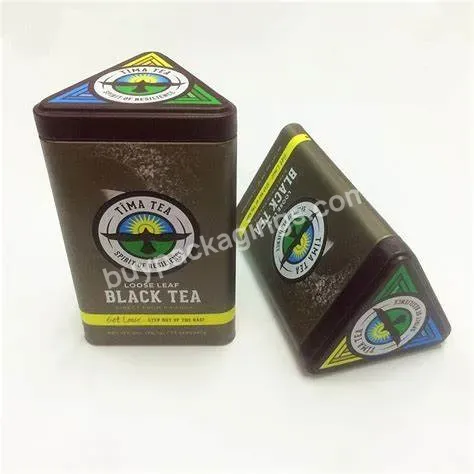 Customized Triangular Tea Coffee Metal Tin Container 100% Food Grade Promotional Tea Gift Box With Small Lid Wholesale In China