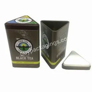 Customized Triangular Tea Coffee Metal Tin Container 100% Food Grade Promotional Tea Gift Box With Small Lid Wholesale In China