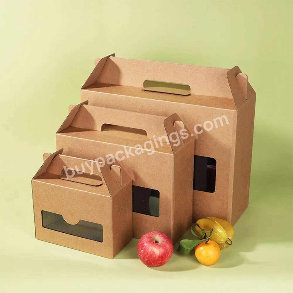 Customized Universal Portable Kraft Paper Packing Box With Window Fruits Gift Box Empty Box Thickened Nuts & Kernels Carton