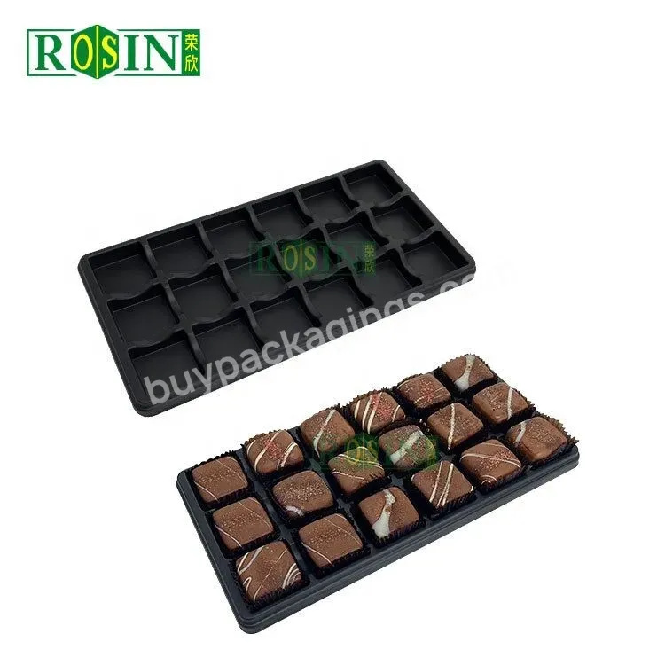 Customized Vacuum Form 18 Cavity Pet Plastic Chocolate Insert Packaging Box Tray For Chocolate With Clear Lid