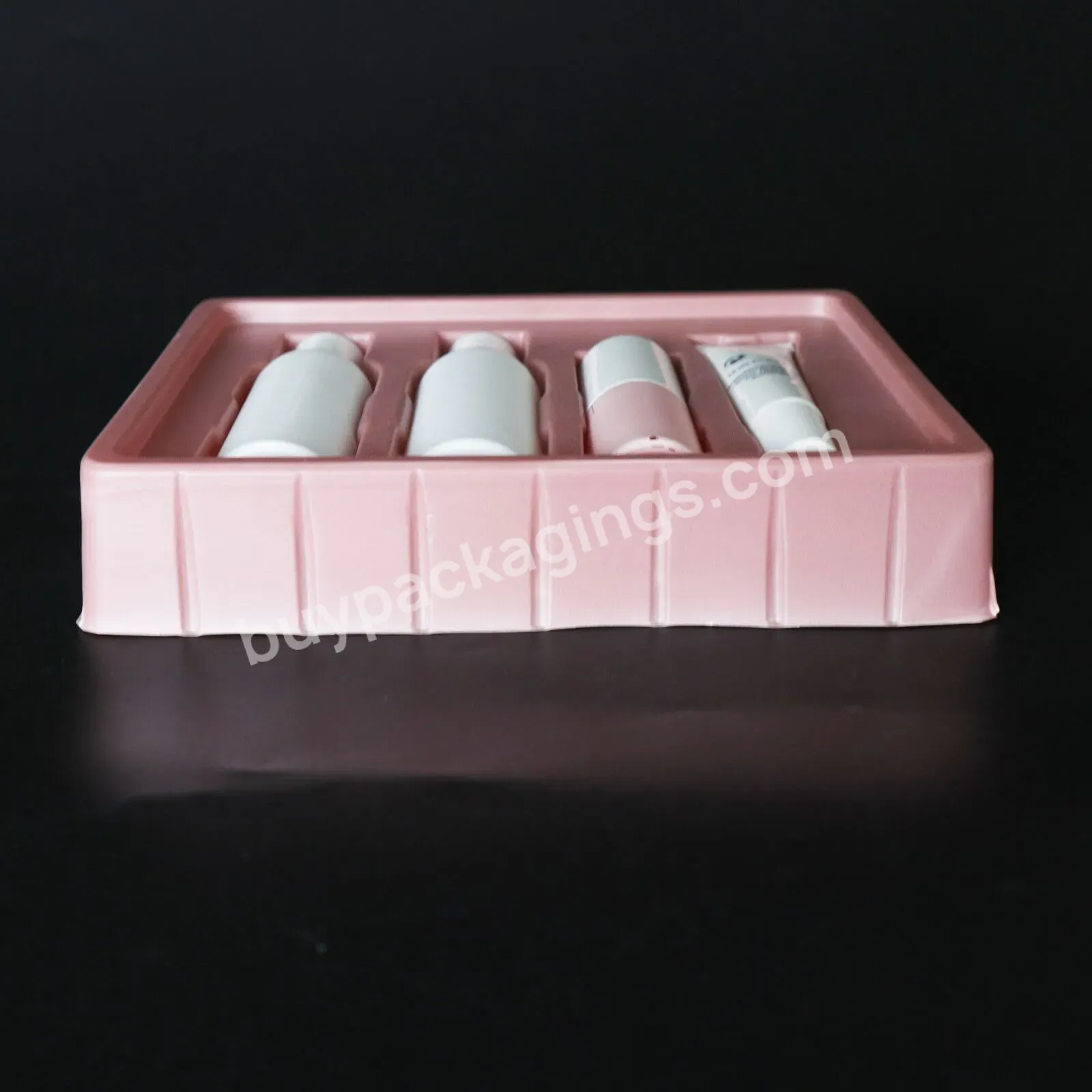 Customized Vacuum Forming Pink Pet Plastic Blister Tray For Cosmetics Inner Tray Packaging