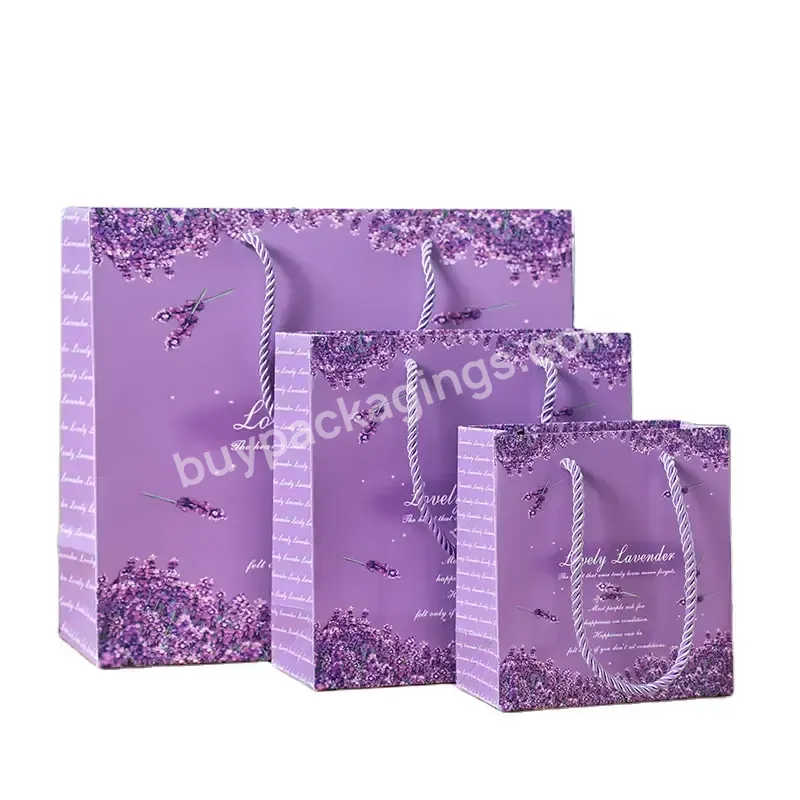 Customized Wholesale Purple English Bag Gift Bag Wedding Candy Box Customized Lavender Clothes Shop Paper Bag