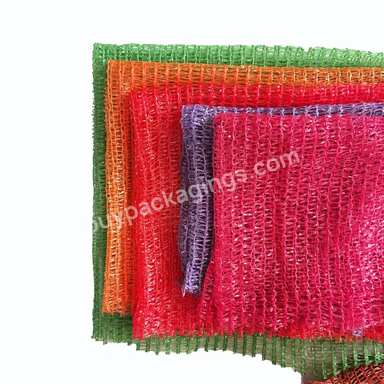 Customized Wholesale Yellow Mesh Raschel Bags For Onion And Potato Packing In 10kg And 20kg Sizes.