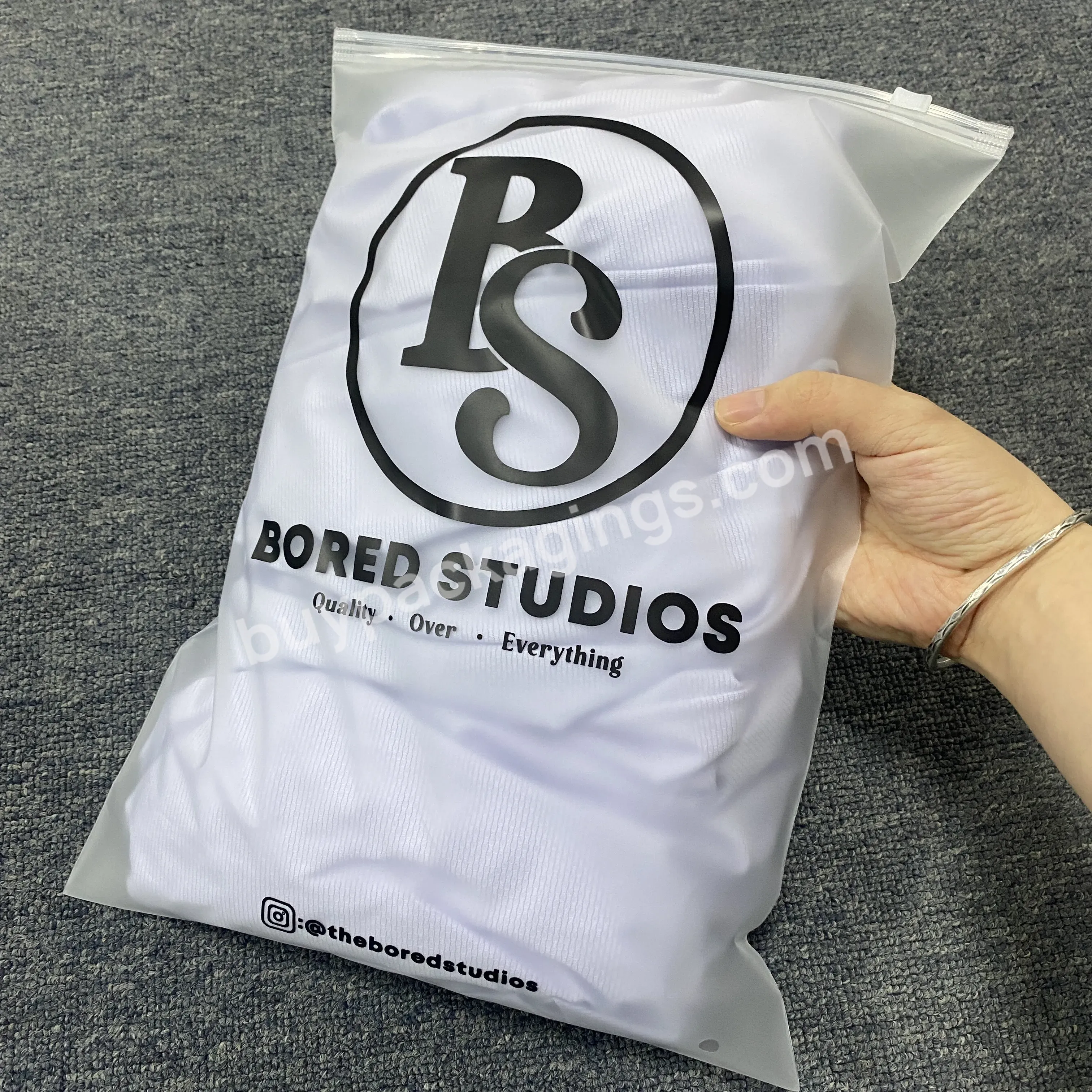 Customized Your Logo Printed Clothing Packing Zipper Frosted Plastic Packaging Bag