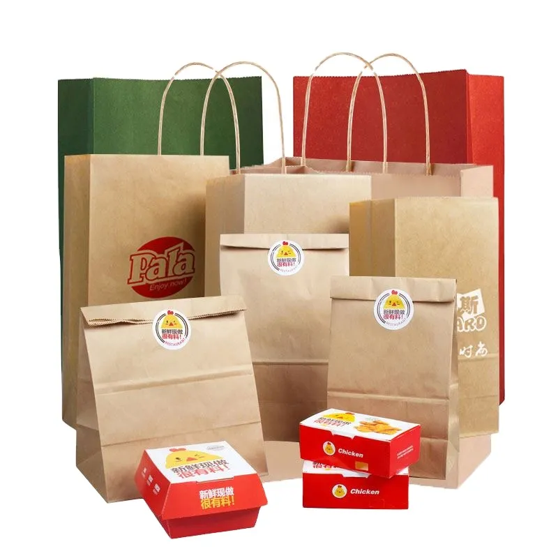 Customm Printed Sandwich Takeaway Plastic Packaging Take Away Fast Food Paper Bag