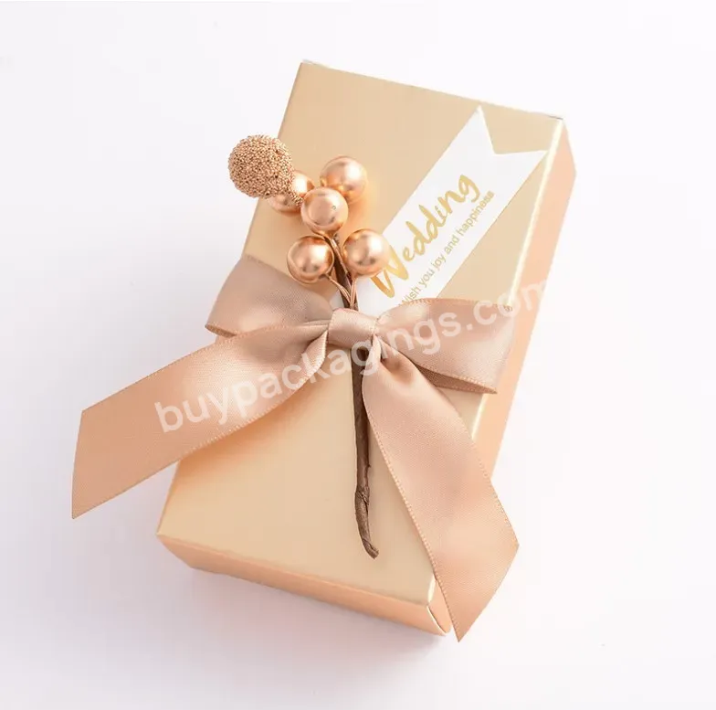 Customwestern-style Wedding Small Sugar Box Folding Gift Box Candy Free Champagne Color Sugar Gift Box