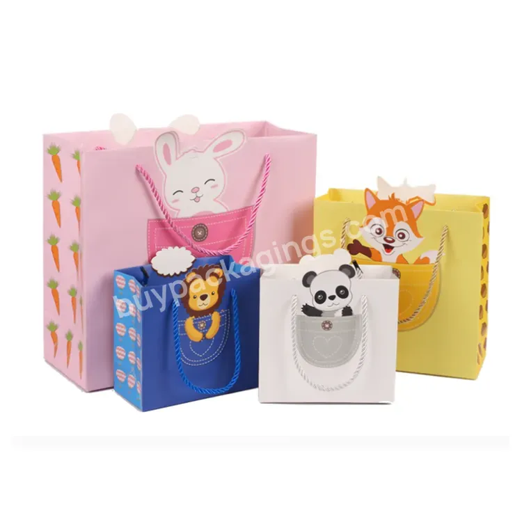 Cute Animal Hand Decorative Paper Bag Custom Size Paper Bags Cartoon Creative Tote Bag For Shopping