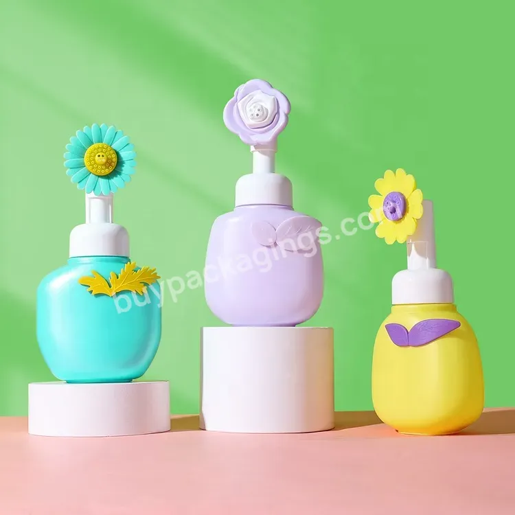 Cute Design Foaming Bottle 180ml 350ml Hdpe Plastic Flower Shaped Foam Pump Cleanser Hand Washing Bottle Liquid Soap Foam Bottle