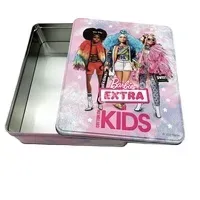 Cute Rectangle Empty Custom Embossed Lid Rectangle Metal Box